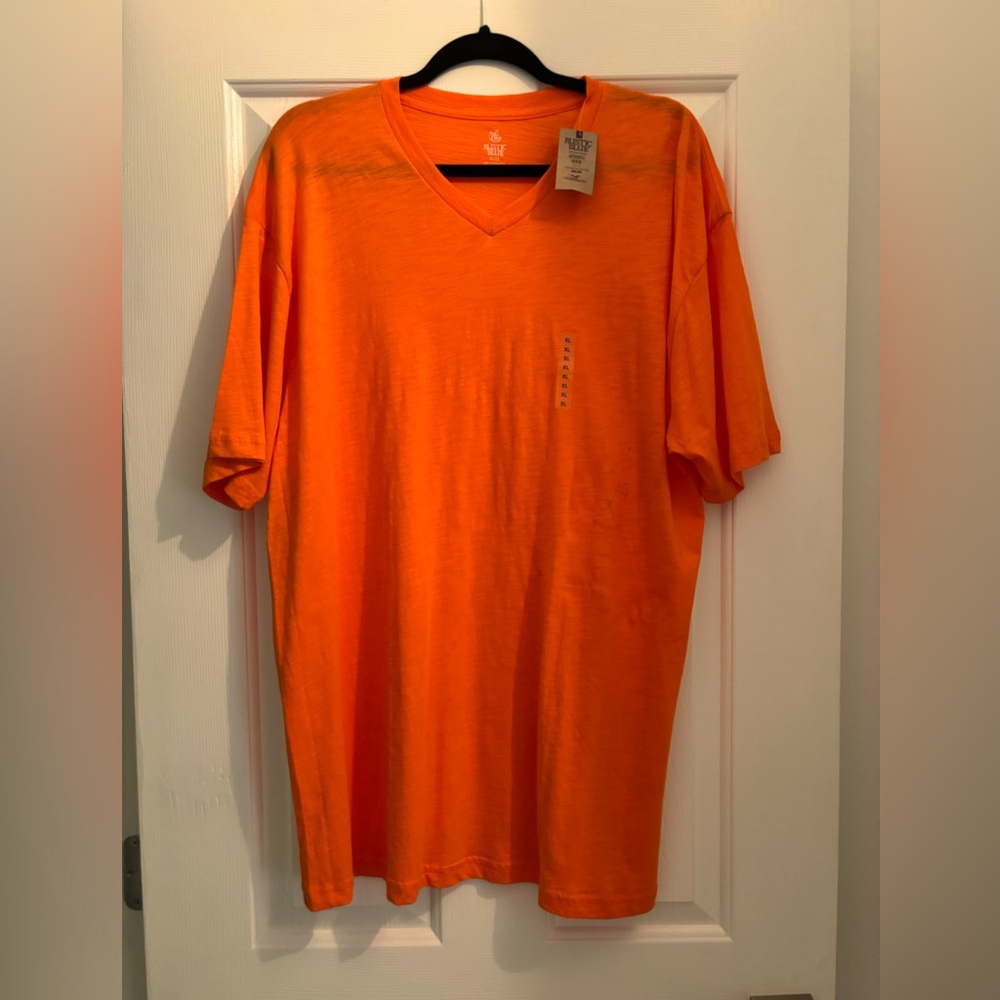 NWT men’s Rustic Blue orange v-neck Tshirt - XL